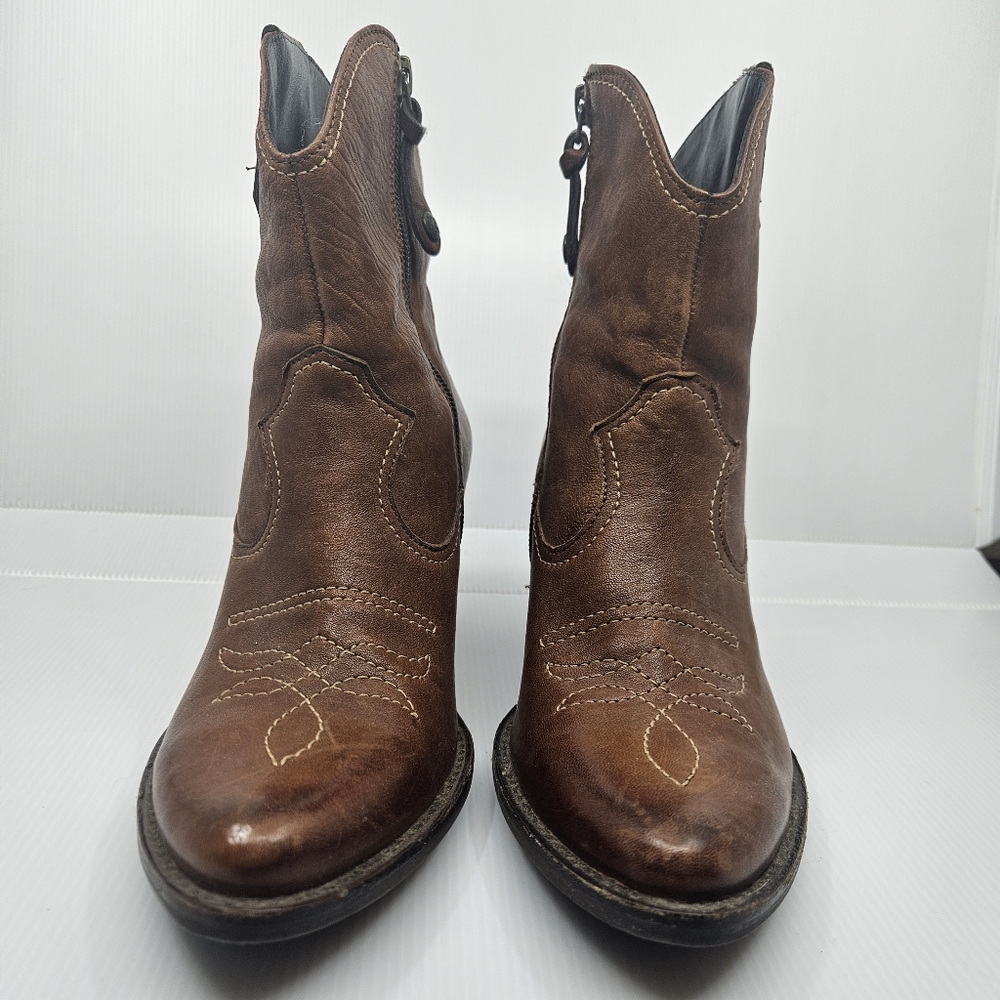 Paul Green Brown Leather Ankle Boots